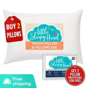 Youth Pillow with Pillowcase 16x22, Soft Jumbo Toddler Pillow, Kids Pillow & Hypoallergenic Pillow Case - Best Kids Pillows for Sleeping, Perfect Kids Travel Pillow