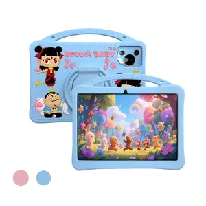 10.1-inch tablet computer, Android system, IWAWA education software, educational and entertainment all-in-one machine, parental control, dual cameras, WIFI， Anti fall shell, blue/pink, no plug, suitable as Christmas, birthday gift