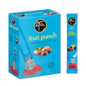4C Powder Drink Mix Packets, Fruit Punch 1 Pack, 24 Count, Singles Stix On the Go, Refreshing Sugar Free Water Flavorings