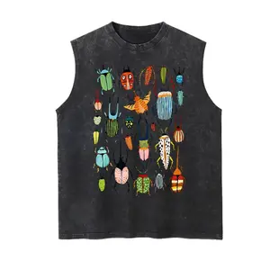 Retro Colorful Beetle Insect Pattern Vest 90s Vintage Pattern Sleeveless Vest Men's Vest Streetwear Men's Vacation Outfit Sleeveless Shirt Unisex tiktokshopspringglowup