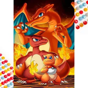 5D DIY Full Drill Round Diamond Painting - Diamond Art Painting Kit Flames, Dragons, Cartoons Mosaic, Canvas - DIY Decorative Painting, Home Wall Decor, Perfect for Halloween and Christmas, Independence Day, Birthdays, and Anniversary Gifts.
