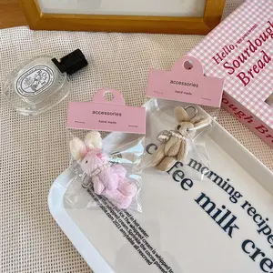 Cute Rabbit Heart Beaded Bag Keychain Charm, Birthday Gift, Travel Souvenir, Graduation Party, Valentine's Day Present