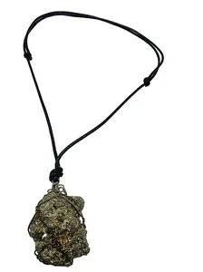 Handmade Pyrite Natural Stone Necklace with Adjustable Thread