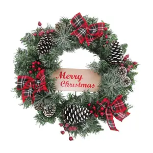 Fraser Hill Farm 24-in. Christmas Frosted Wreath with Pinecone