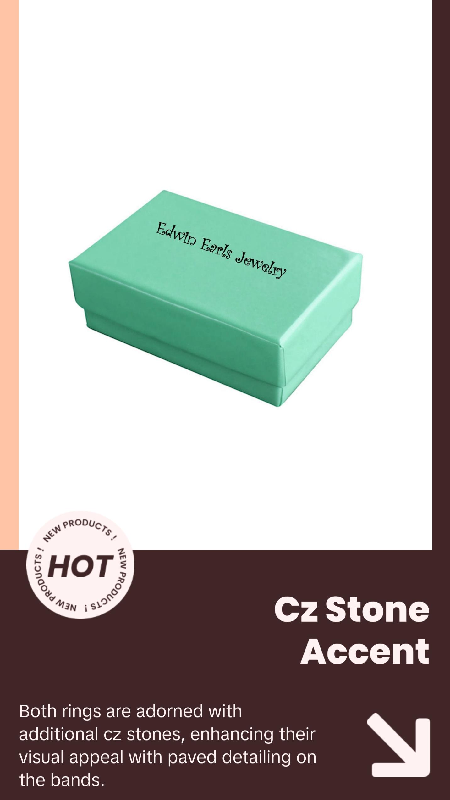 His Hers Cz Wedding Ring Set Sterling Silver & Titanium Wedding Rings