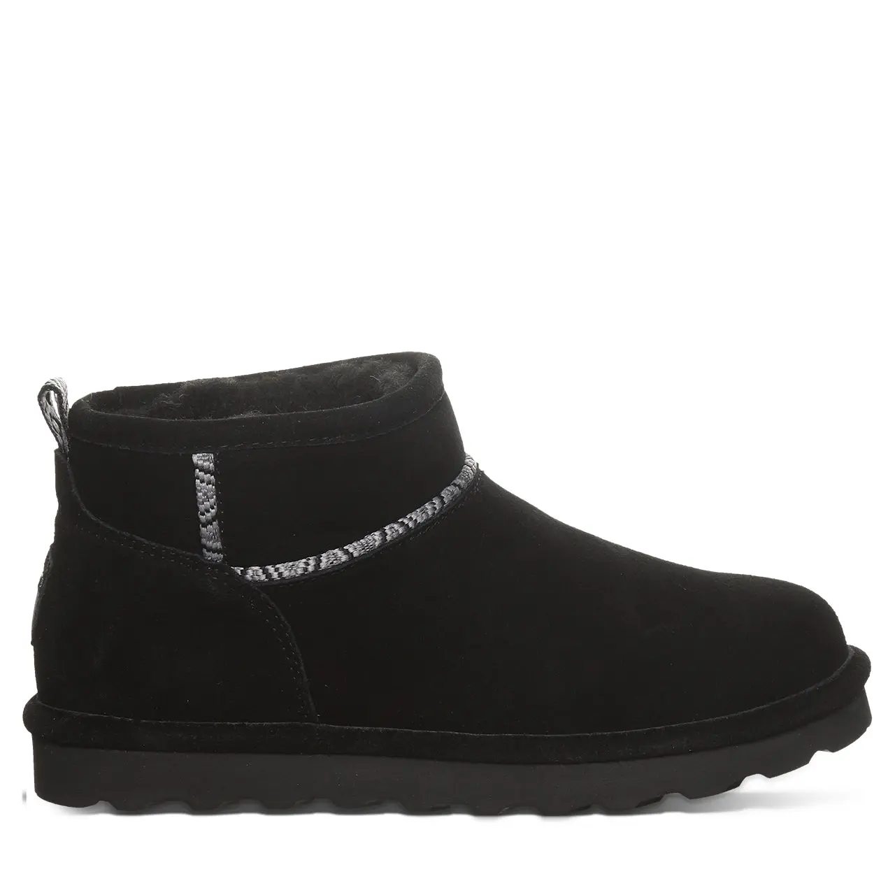 BEARPAW Akira Women's Suede Ankle Mini Boots Wool Blend Lined - Black