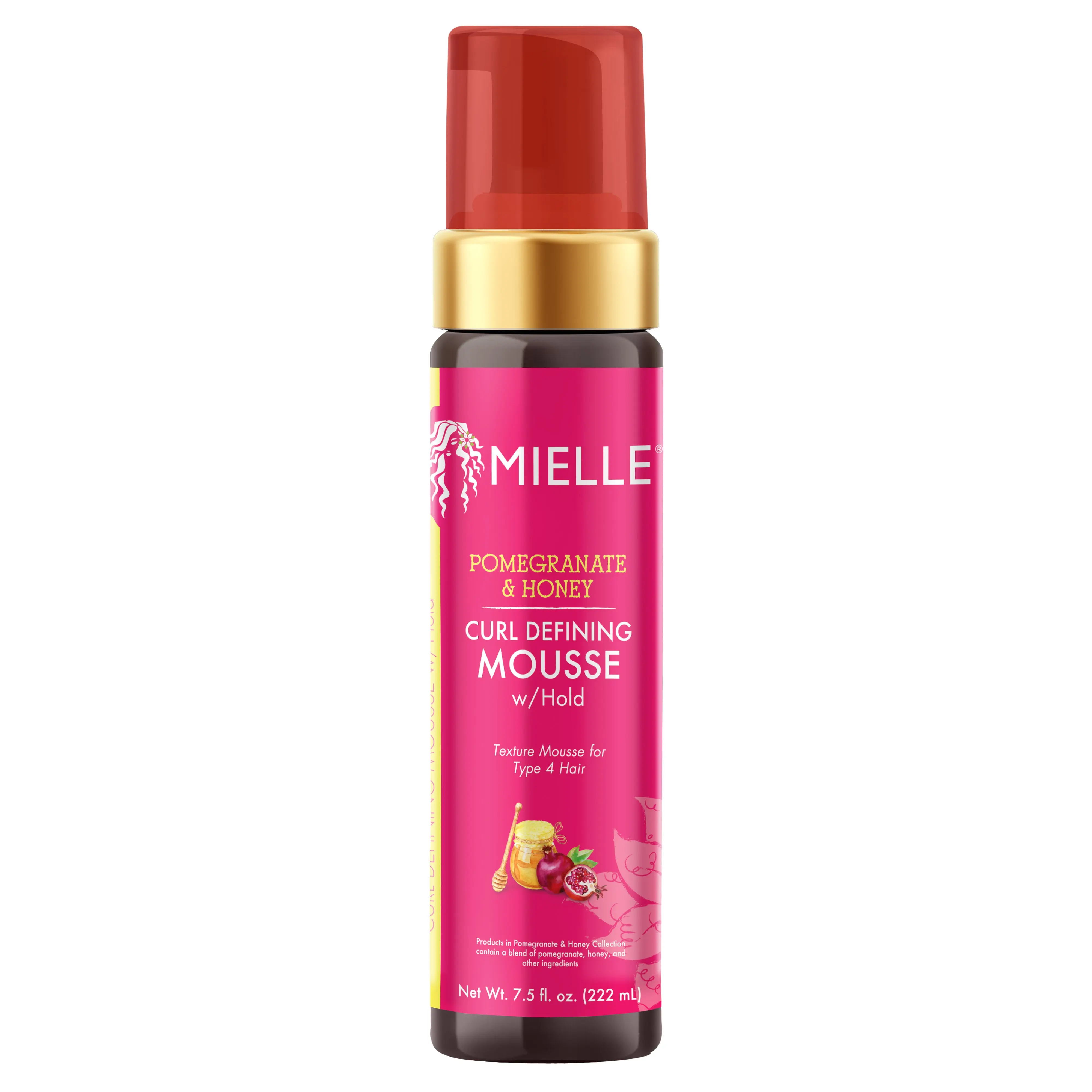 Mielle Pomegranate & Honey Curl-Defining Mousse - Lightweight Haircare, Casual Mousse & Gel, Hold, Fragrance, Shea, Aloe + Honey Boost, Textured Curls, Hydrating Bottle Moisturizer