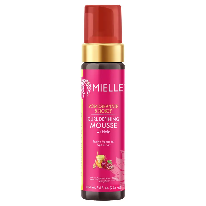Mielle Pomegranate & Honey Curl-Defining Mousse - Lightweight Haircare for Curl Routine, Type 4 Dry Hair, Silicone-Free Styling with Shea, Aloe, Honey Boost, Hold, Fragrance, Textured Definition, Hydration
