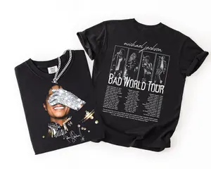 Comfort Colors Michael Jackson Tee, Michael Jackson Bad World Tour 1987 T-Shirt, King Of Pop Unisex Fan Gift