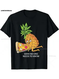 Limited edition pineapple T-shirt for pizza lovers, featuring a fun food pun. Unisex, men's short-sleeved, loose fit, breathable design.