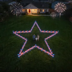 8-Piece Flag Light Set, 4th of July Decorations 8 LightingModes, 8-in-1 American Flag Solar Lights, Memorial DayDecorations Featuring Red, White, and Blue Lights forIndependence Day Pathway Garden Decorations Yard Pathway