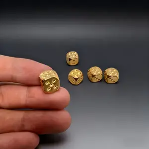 Set of 5 Handmade Solid Brass Dice, Polished Tabletop Game Dice, Durable Copper Material, Perfect for Bar Accessories and Creative Gifts