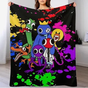 Rainbow Friends Throw Blanket Cloud-Soft Flannel Bedding for Sofa & Air Conditioning Skin-friendly Lightweight Soft Machine Washable Gifts