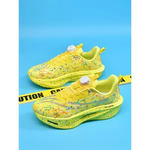 1 Pair Unisex Athletic Running Shoes Professional Fashion Night Glow with Rotating Buckle | Trendy Sports Style | Breathable Mesh + Popcorn Midsole + Splatter Color | Stable & Shock-Absorbing | Top Choice for Outdoor Running Training