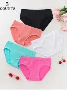 Girls' Comfortable Triangle Pants, Cute Casual Style, Tight-Fitting Design, All Season Wear, Size 7-14 Years Old, Casual Soft Panties, Youth Underwear