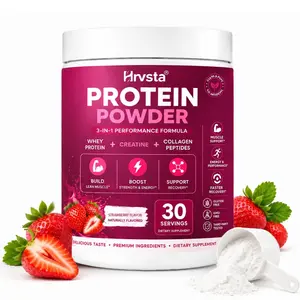 3-in-1 Whey Protein Powder | With Creatine Monohydrate & Collagen | Pure Protein Source | Supports Muscle & Energy | Strawberry & Peach Flavors | Suitable for Men & Women