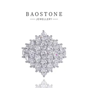 BAOSTONE 925 Silver Ring-Stellaris Lumina-Lab Created Artificial Gemstone 925 Silver Ring Plated With Rhodium#J145