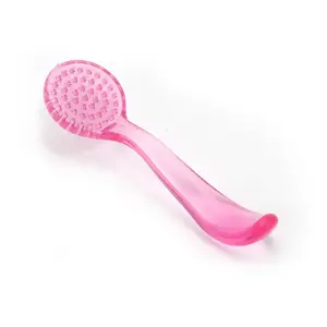 VOCOSTE Durable Round Curved Grip Pink Nail Brush for Cleaning Fingernails 5.12"x1.77"