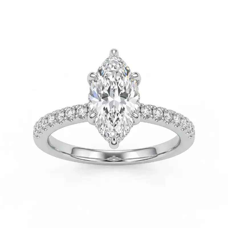 [#JZ3902】 2CT High Carbon Marquise Ice-Flower Cut Ring, 925 Sterling Silver, VVS, Eternal Promise Luxury Style