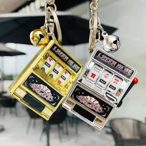 Mini Retro Toy Keychain Fruit Slot Machine Lucky Jackpot Coin Operated Games Machine Keychains Stress Reliever Gift Key Holder