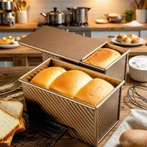 1LB Pullman Loaf Pan with Lid – Nonstick Corrugated Bread Mold for Perfect Square Toast & Sourdough, Easy Release, TikTok Viral Baking Must-Have, Home Bakery Essential