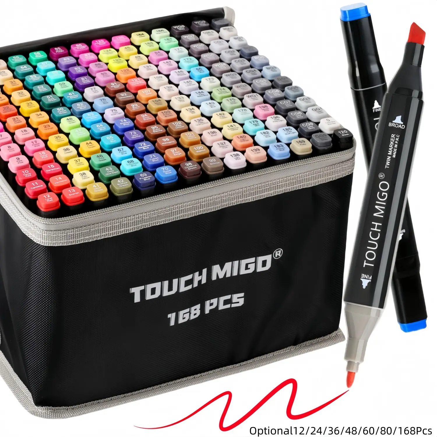 12/24/36/48/60/80/168 Colors Alcohol Markers, Dual Tips Permanent Art Markers Pen for Student & Adult, Sketch Markers for Painting, Coloring, Sketching and Drawing, Art Marker Set, Art Drawing Supplies