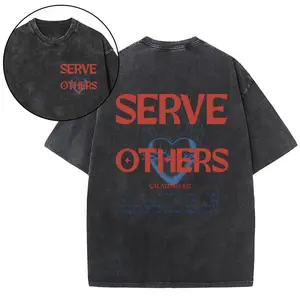 Serve Others Galatians 5:13 Tee ️️ Washed Grey Bold Christian Streetwear Sacred Heart Faith Verse Graphic Top Inspirational Purpose-Driven Oversized Tee
