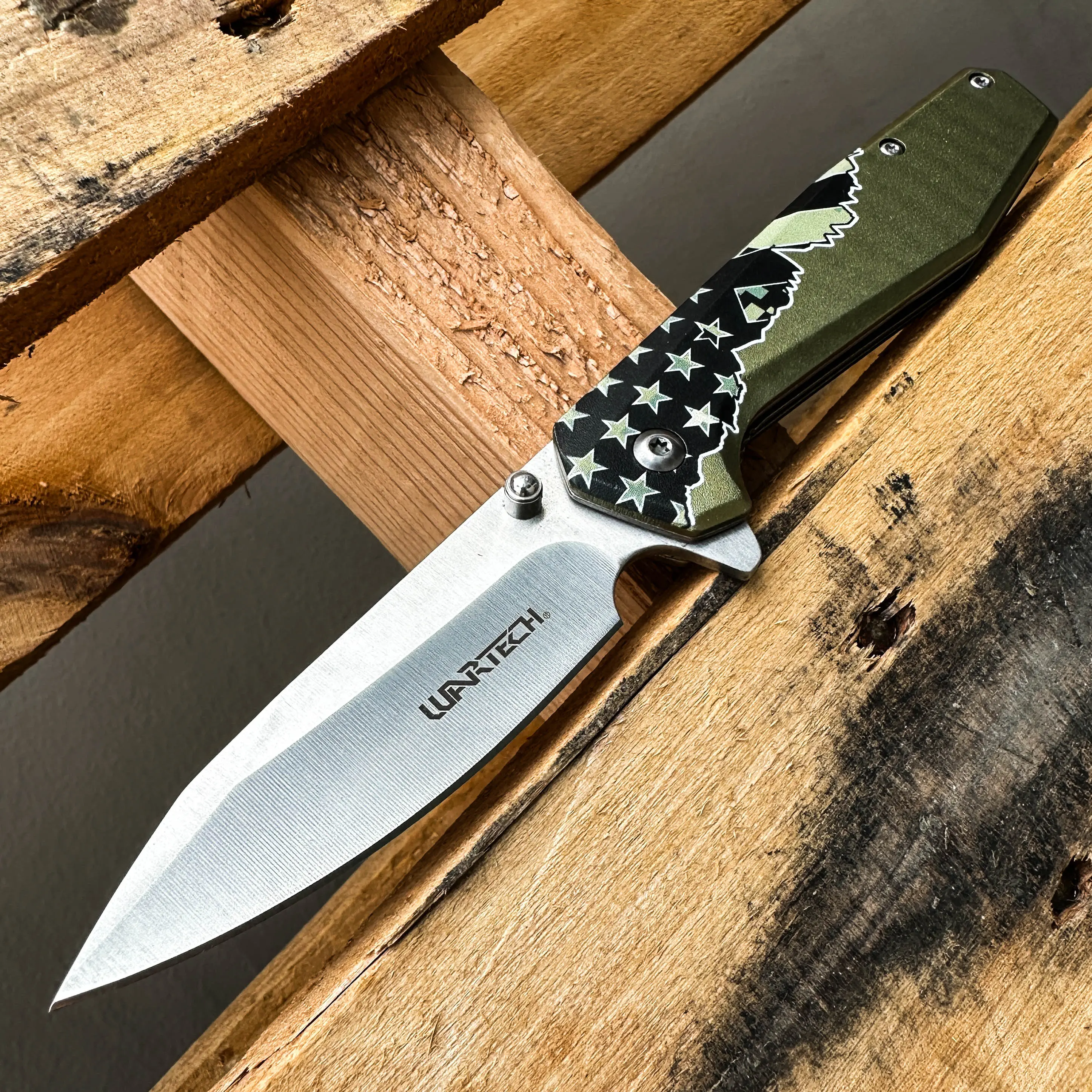 7.75” Outdoors Patriot Pocket Knife, Man Bushcraft Hunting Tactical EDC Everyday, Camping Gear Folding Knife, Survival Tool Accessories, Father’s Day Gift, Birthday Gift, Christmas Gift