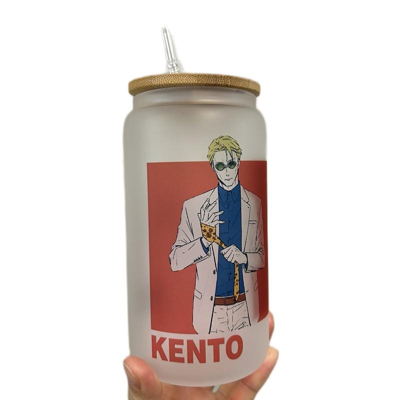 Nanami kento jjk Glass Cup - Perfect for Your Drinks - Drinkware, Bottles Bamboo Lid Tumblers Mug Stylish aesthetic cups Reusable Portable Washable