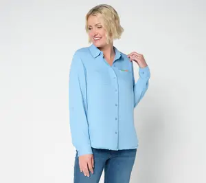 Denim & Co. Canyon Retreat Twill Button Front Shirt