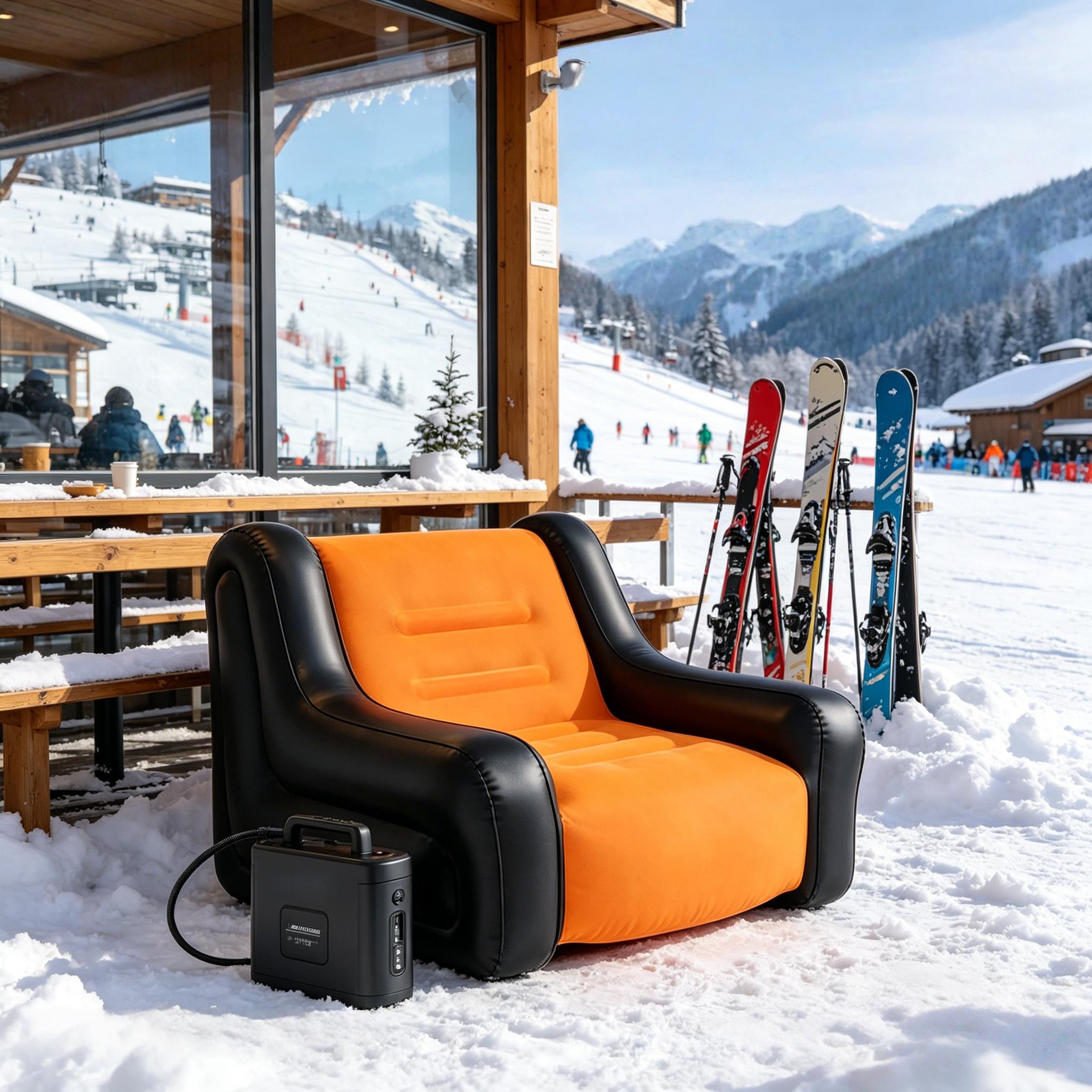 1pc Adult Plush Automatic Inflatable Sofa with 2600mAh Built-in Battery Pump, One-Click Inflate Deflate, Foldable Armrests for Home Camping Music Festival Outdoor Picnic Travel Leisure