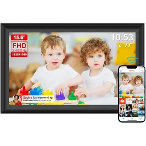 15.6inch FRAMEO Digital Photo Frame with 1920x1080 FHD IPS LCD  Screen, Dual-WiFi Share Photos & Videos Via Frameo App, Support USB Drive/SD Card Extend Storage, Auto-Rotate