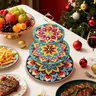 DIAMONDOUBLE Round Thick 3-Layered Geometric Acrylic Diamond Painting Mandala Serving Set, 9.6x13in-9.6x9.6in-7.7x7.7in-5.7x5.7in, Home Decor Tray Cake Dessert Display Stand with Diamond Bags & Drill Pen for Halloween-Party Events, Non-Food Contact