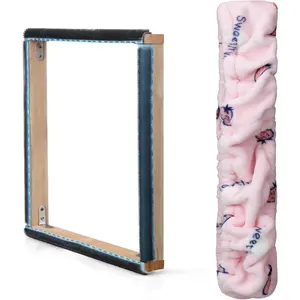9.8*9.8 inch Rug Hooking Punch Needle Gripper Strip Frame Cross Stitch Hoop with Flannel Cover