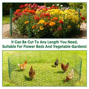 Heavy Duty Garden Plant Protection Netting Kit, 40cm x 15m Vinyl Coated Wire Mesh with 150 Zip Ties, 15 U-Shaped Stakes, Cut-Resistant Gloves & Pliers, DIY Adjustable Fence for Vegetables, Flowers & Shrubs