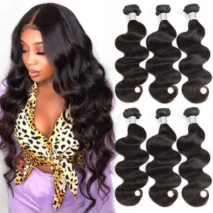 Gefily【14APremium Upgraded】Beauty Princess Brazilian Hair Body Wave 4 Bundles 24 26 28 30inchs 14A Human Hair Weave Bundles Natural color