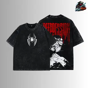 Peterparker Vintage Washed Oversized Tee – Friendly Neighborhood Comic Graphic Shirt, Double Print Cotton Streetwear, Movie Lover Gift