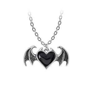 Blacksoul Bijou Winged Black Heart Necklace
