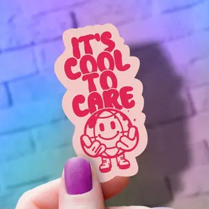 It's Cool to Care Sticker , Earth Day Fun Stuff | Encouragement Decal | Laptop Sticker | Water Bottle Decal