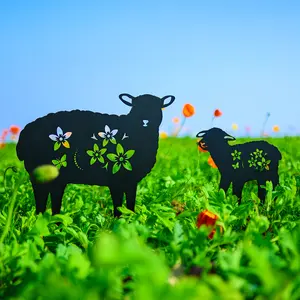 Sheep Garden Decor Metal Stakes Black Sheep Silhouette Statues Decorations for Yard, Lawn, Patio, Backyard, Pathway, Outdoor Sheep Lovers Gifts for Women Men