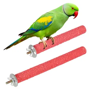 PETAXCELL Bird Cage Perch, Colorful Parrot Grinding Claw Sticks, Platform Paw Stand Toy 6/8 Inch, (Wooden, Pink, 2pcs)/ Intended For Small Medium Birds/Parrots/Finches/Lovebird