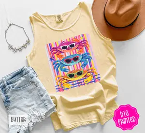 Striped Crab Trio Comfort Colors Tank Top