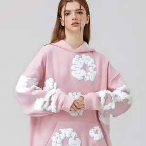 DMR Denim Tears Hoodie Y2K Clothes Flower Puff Print Unisex Retro-Inspired Hoodie Graphic Pullover Harajuku Gothic Streetwear Fashionable Chic Streetwear Classic Street Trend Matching Casual Fit