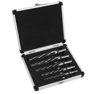 5 count(3/8" 1/2" 5/8" 3/4" 1") Reamer Drill Bit,M2 HSS Tapered Reamer Drill Bit for Metal  Plastic, Bridge Construction Reamer with Non-Slip Shank,5-Spiral Flutes Bit
