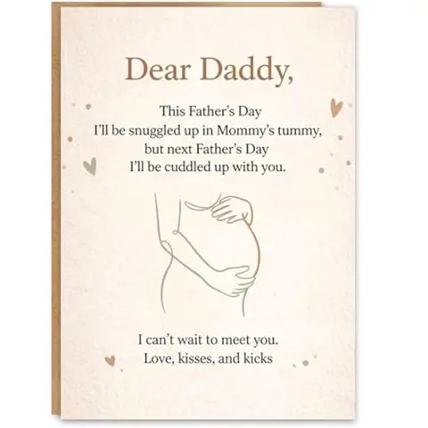 Dad-to-Be Inspirational Message Card - Office Stationery with Card Design, Gold Seal Reveal, Kraft Envelope - Emotional Gift for Expectant Dad, Baby Message