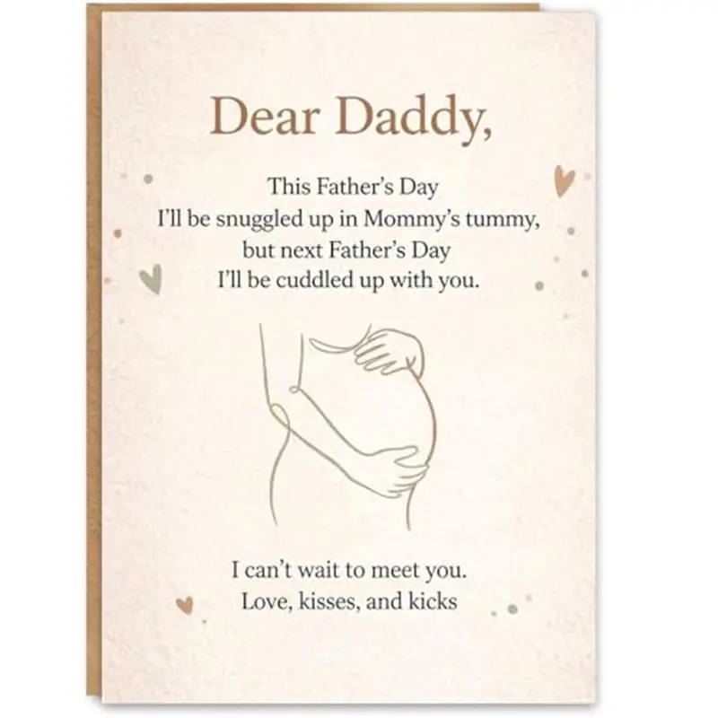 Dad-to-Be Inspirational Message Card - Office Stationery with Card Design, Gold Seal Reveal, Kraft Envelope - Emotional Gift for Expectant Dad, Baby Message