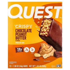 Quest Nutrition Protein Bar, Crispy Chocolate Peanut Butter, 12 Bars, 1.9 oz (54 g) Each