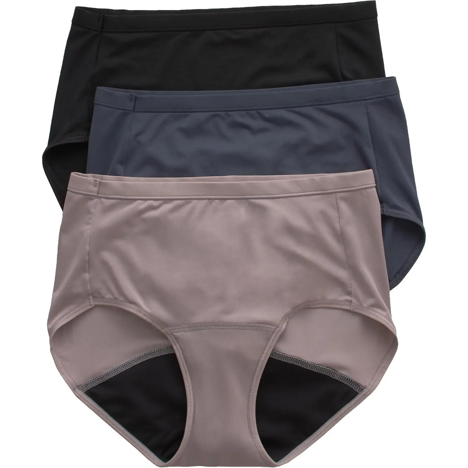 3-Pack Women's Seamless Period Boy Shorts, Absorbent & Reusable Underwear with Odor Guard for Light Leaks and Postpartum, Absorbent Stain Block Liner, Machine Washable