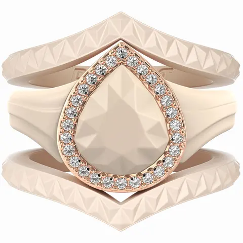 Pear Silicone Ring with Metal Frame & Stones – Includes 2 Stackable Bands | Patented Design by Rinfit