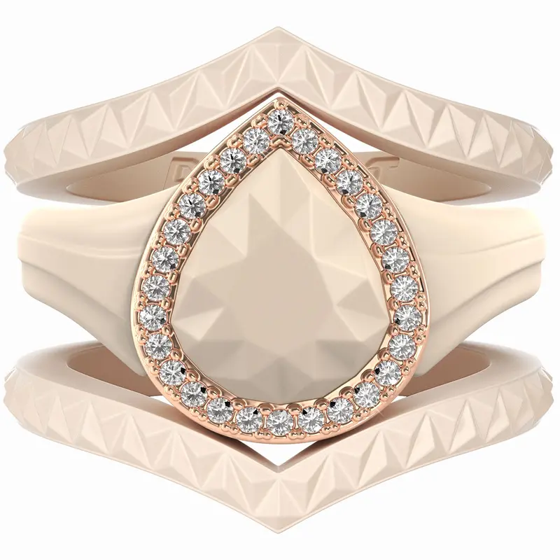 Pear Silicone Ring with Metal Frame & Stones – Includes 2 Stackable Bands | Patented Design by Rinfit